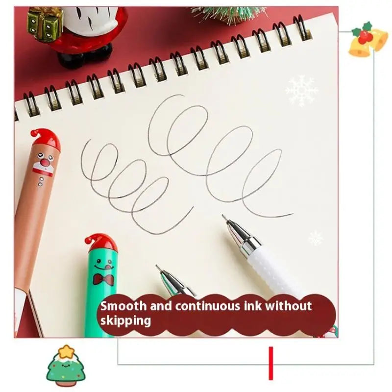 Christmas Erasable Gel Pen Set – 4-Pack Santa, Snowman & Elk Designs | Blue or Black Ink