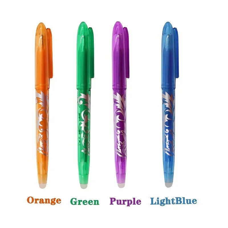 Multi-Color Erasable Gel Pen Set – 4 or 8 Pens | 0.5mm Fine Tip for Writing & Drawing