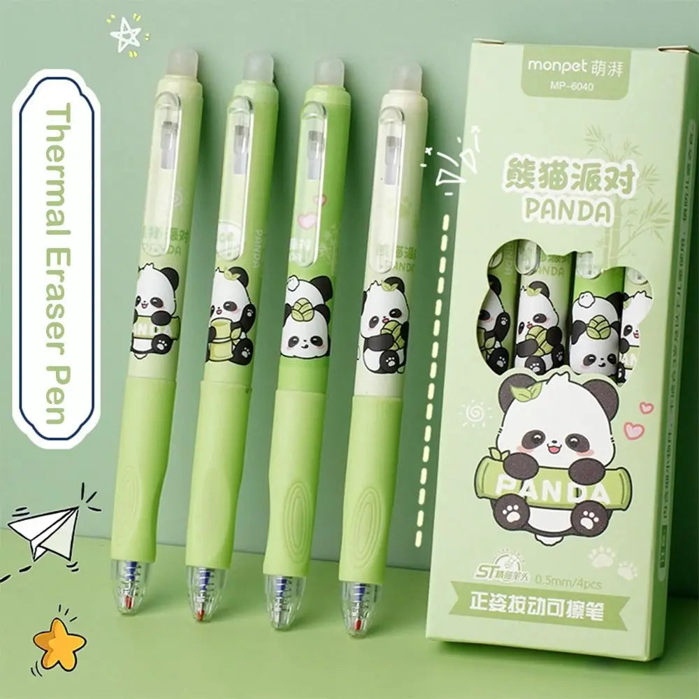 Cute Capybara & Panda Erasable Gel Pens – 4-Pack Blue & Black Ink | 0.5mm Fine Tip
