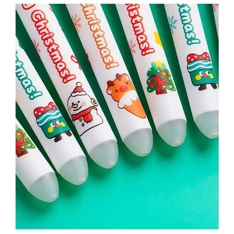 Christmas Erasable Gel Pen Set – 4-Pack Santa, Snowman & Elk Designs | Blue or Black Ink