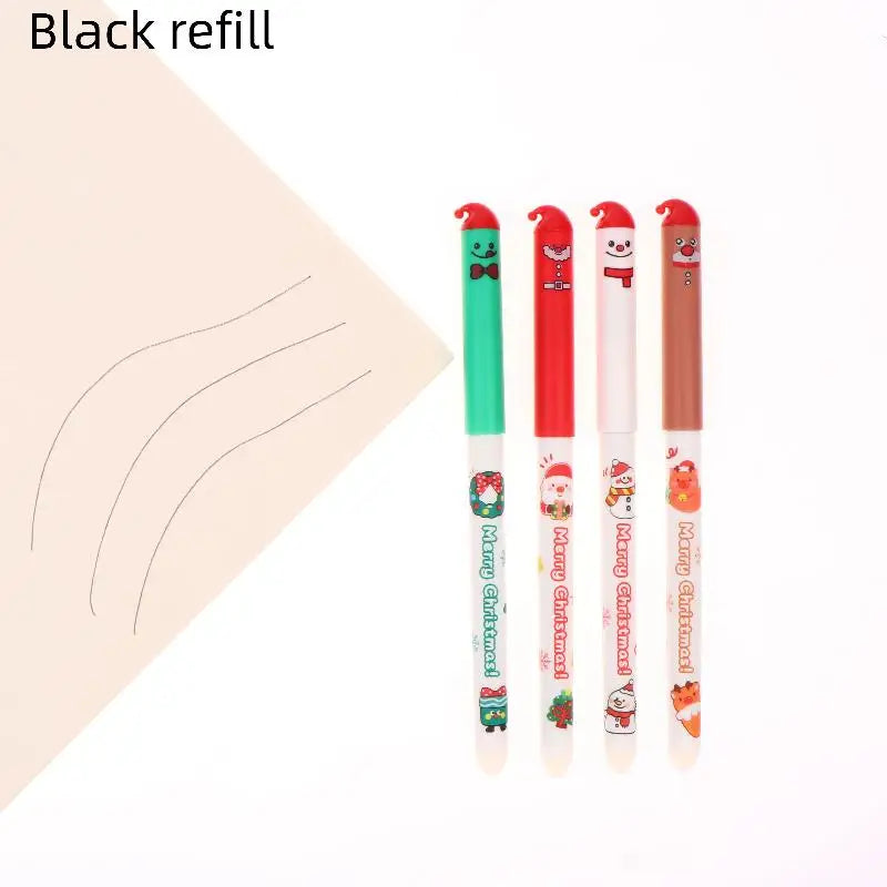 Christmas Erasable Gel Pen Set – 4-Pack Santa, Snowman & Elk Designs | Blue or Black Ink